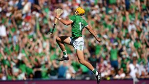 <p>Cathal O'Neill of Limerick celebrates after scoring his side's goal. Pic: Stephen McCarthy/Sportsfile</p> <p>Cathal O'Neill of Limerick celebrates after scoring his side's goal. Pic: Stephen McCarthy/Sportsfile</p>