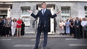 <p>New UK prime minister Andy Burnham makes a speech outside 10 Downing Street after meeting King Charles and accepting his invitation to form a new government. Picture: Stefan Rousseau/PA Wire</p> <p>New UK prime minister Andy Burnham makes a speech outside 10 Downing Street after meeting King Charles and accepting his invitation to form a new government. Picture: Stefan Rousseau/PA Wire</p>