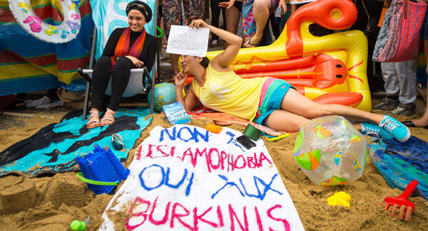 Burkini Ban protests in London. Burkini Ban protests in London.
