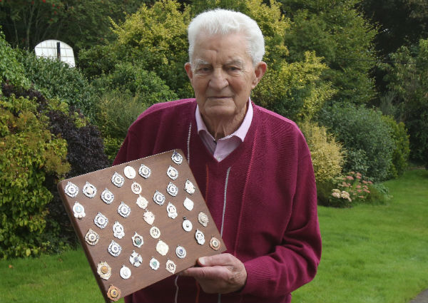 Fives at his home in Salthill, Galway, with his array of medals. Fives at his home in Salthill, Galway, with his array of medals.