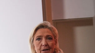 Far-right leader Marine Le Pen arrives at National Rally president Jordan Bardella’s New Year address to the press in Paris, France (Christophe Ena/AP) Far-right leader Marine Le Pen arrives at National Rally president Jordan Bardella’s New Year address to the press in Paris, France (Christophe Ena/AP)