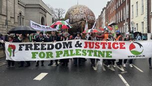 <p>Thousands demonstrated on the streets of Dublin as part of the National March for Palestine (Bairbre Holmes/PA)</p> <p>Thousands demonstrated on the streets of Dublin as part of the National March for Palestine (Bairbre Holmes/PA)</p>