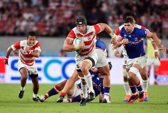 Pieter Labuschagne, centre, will captain Japan against Ireland (Ashley Western/PA)