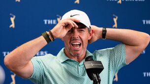 <p>Rory McIlroy talks to reporters during a practice round for The Players Champion. Pic: AP Photo/Gerald Herbert.</p>