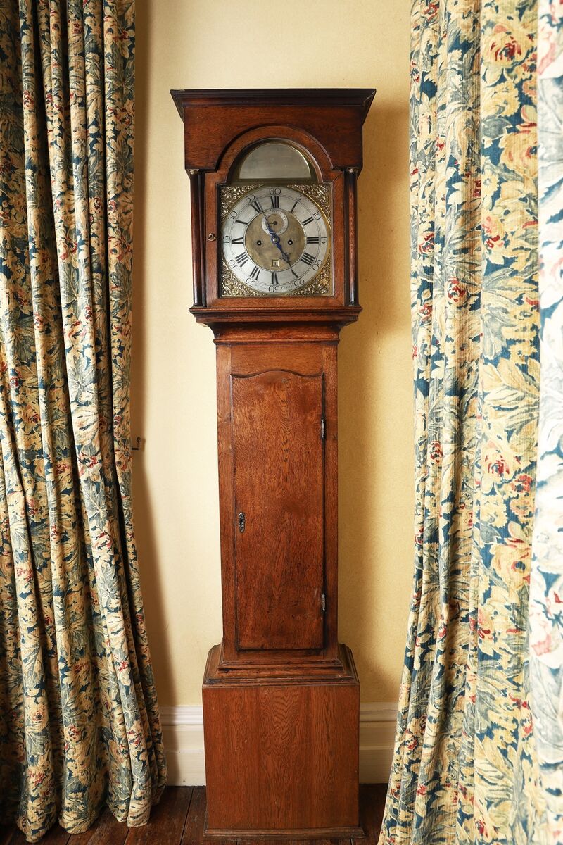 An 18th century oak longcase clock by James Aickin, Cork at Sheppards.
