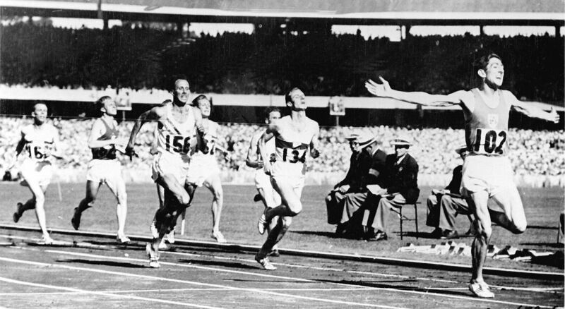 CHAMPION: Ronnie Delany crosses the finish line in the 1,500m in Melbourne, Australia, on December 1, 1956. Delany says he thought to himself: ‘I don’t believe it. I’ve won.’ 