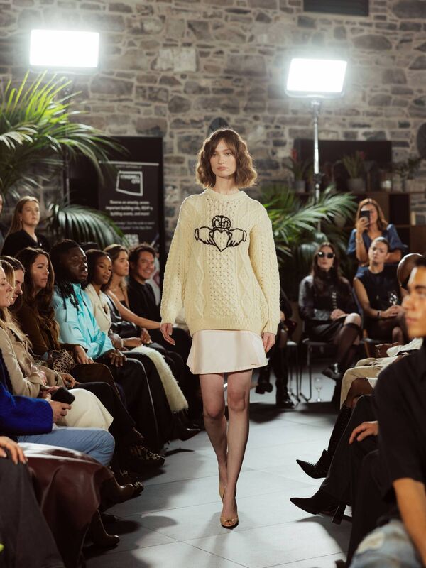 Sasha Donnellan's interpretation of the classic Aran knit at Irish Fashion Week. Picture: Christian Tierney Sasha Donnellan's interpretation of the classic Aran knit at Irish Fashion Week. Picture: Christian Tierney