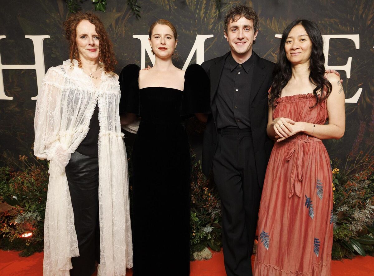 Maggie O’Farrell, Jessie Buckley, Paul Mescal and Chloé Zhao at the premiere of Hamnet at the Light House Cinema in Dublin.  Picture: Andres Poveda