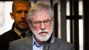 <p>Former Sinn Féin president Gerry Adams arrives at the Royal Courts of Justice in London on Thursday. Picture: James Manning/PA</p>