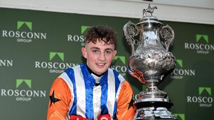 <p>PROUD: Ask Brewster and Shane Cotter won the Rosconn Group Fulke Walwyn Kim Muir Challenge Cup Amateur Jockeys' Handicap. Pic: Healy Racing</p>
