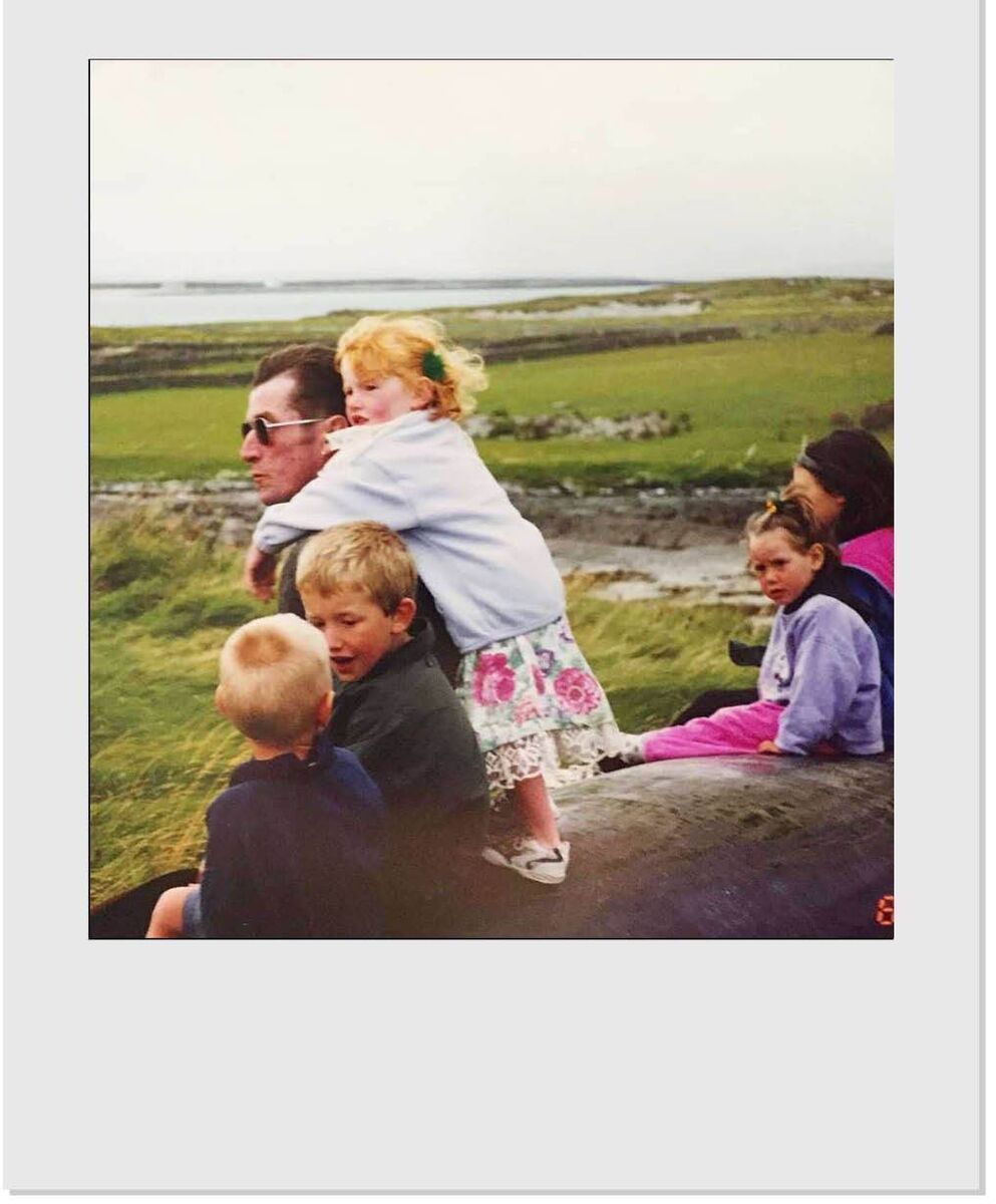 Megan with her dad Sean, her brother Oisin, and friends in Inis Mór Megan with her dad Sean, her brother Oisin, and friends in Inis Mór