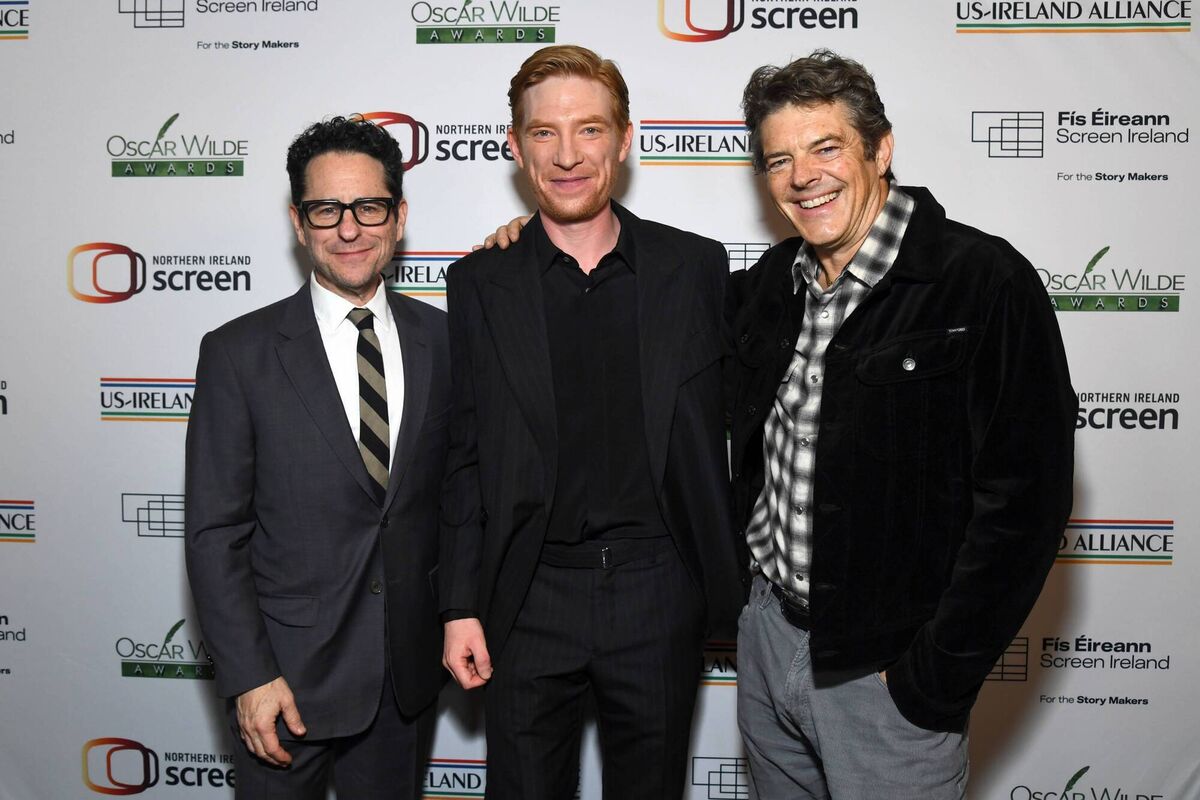 J. J. Abrams, Domhnall Gleeson, and Jason Blum attend the US-Ireland Alliance's 20th annual Oscar Wilde Awards at The Ebell of Los Angeles. Picture: Alberto E. Rodriguez/Getty Images.