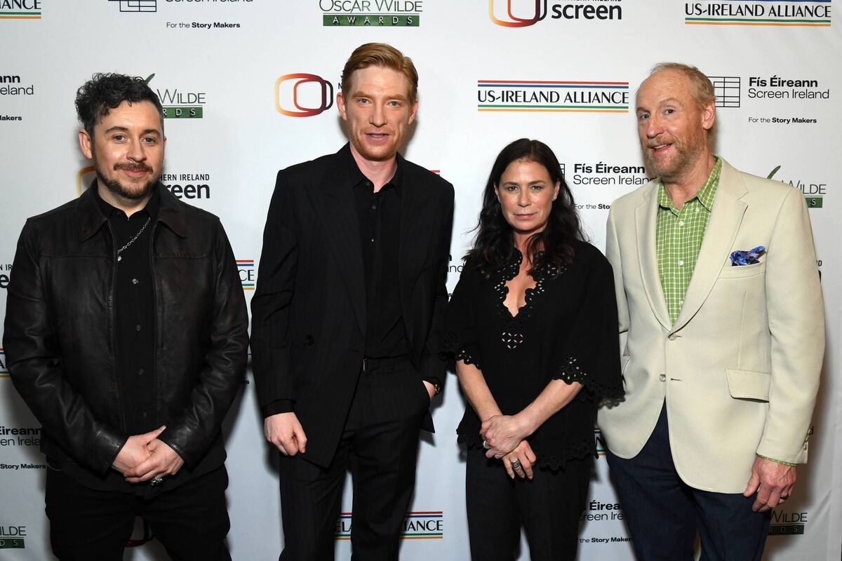 Lee Cronin, Domhnall Gleeson, Maura Tierney, and Matt Walsh attend the US-Ireland Alliance's 20th annual Oscar Wilde Awards. Picture: Alberto E. Rodriguez/Getty Images.