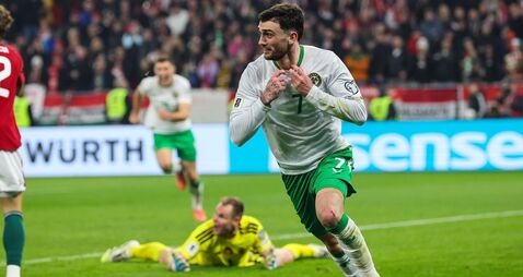 Troy Parrott celebrates after scoring the winning goal 16/11/2025