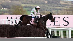 <p>Gaelic Warrior, with Paul Townend up, jumps the last on the way to winning the Boodles Cheltenham Gold Cup Chase. Pic: Harry Murphy/Sportsfile</p>