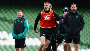 <p>Sam Prendergast during Ireland's captain's run. Pic: ©INPHO/Ben Brady</p>