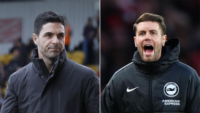 <p>Mikel Arteta (left) refused to reveal the details of his exchange with Fabian Hurzeler (Cody Froggatt/Bradley Collyer/PA)</p>