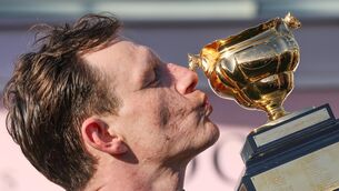 <p>GOLDEN BOY: Paul Townend celebrates winning the Boodles Cheltenham Gold Cup. Pic: Tom Maher/Inpho</p>