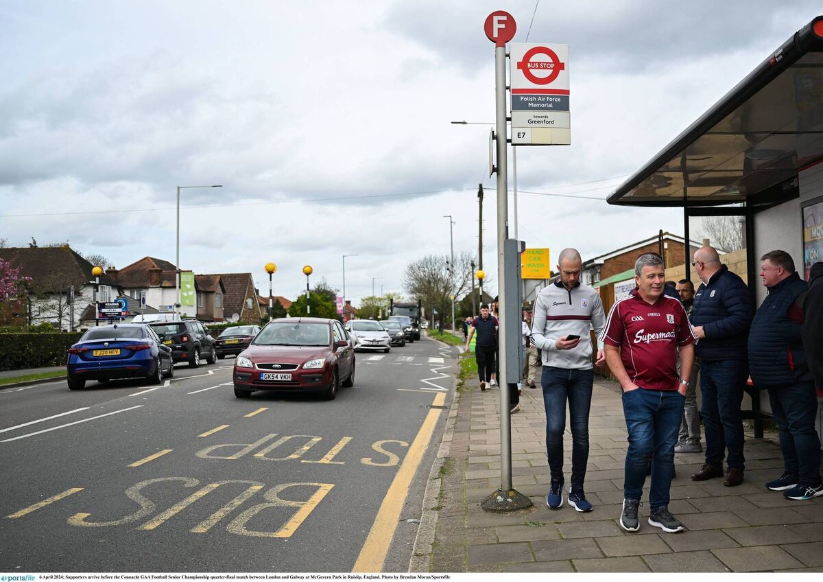 Supporters arrive before the Connacht SFC quarter-final match between London and Galway at McGovern Park in Ruislip. Pic: Brendan Moran/Sportsfile