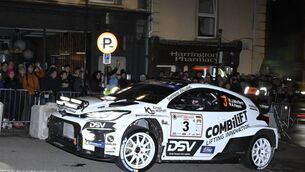 <p>Monaghan's Josh Moffett (Toyota GR Yaris Rally2) and his Wexford co-driver Andy Hayes are the early leaders of the Clonakilty Park Hotel West Cork Rally.</p>