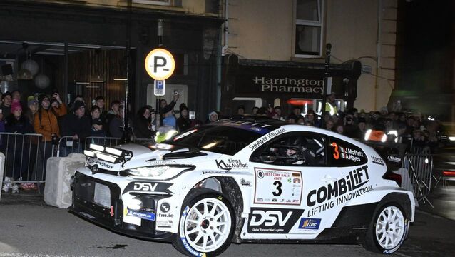<p>Monaghan's Josh Moffett (Toyota GR Yaris Rally2) and his Wexford co-driver Andy Hayes are the early leaders of the Clonakilty Park Hotel West Cork Rally.</p>
