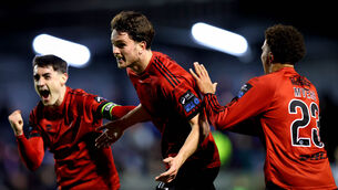 <p>Bohs’ Patrick Hickey celebrates his first goal for the club. Pic: Ryan Byrne/Inpho</p>