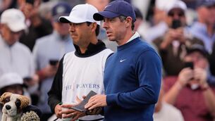 <p>Rory McIlroy of Northern Ireland stands on the 10th tee during the second round of The Players Championship. Pic: Gerald Herbert/AP</p>