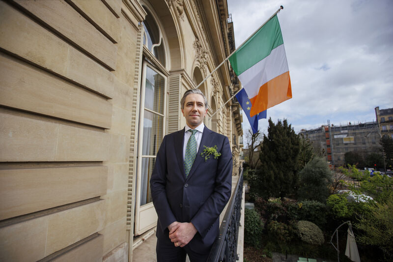Tanaiste and Finance Minister Simon Harris during a St. Patrick's Day political reception at the Embassy of Ireland in Paris, during his visit to France. 
