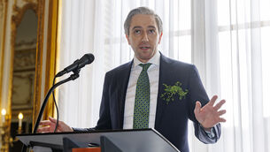 <p>Tanaiste and Finance Minister Simon Harris speaking during a St. Patrick's Day political reception at the Embassy of Ireland in Paris, during his visit to France. </p> <p>Tanaiste and Finance Minister Simon Harris speaking during a St. Patrick's Day political reception at the Embassy of Ireland in Paris, during his visit to France. </p>