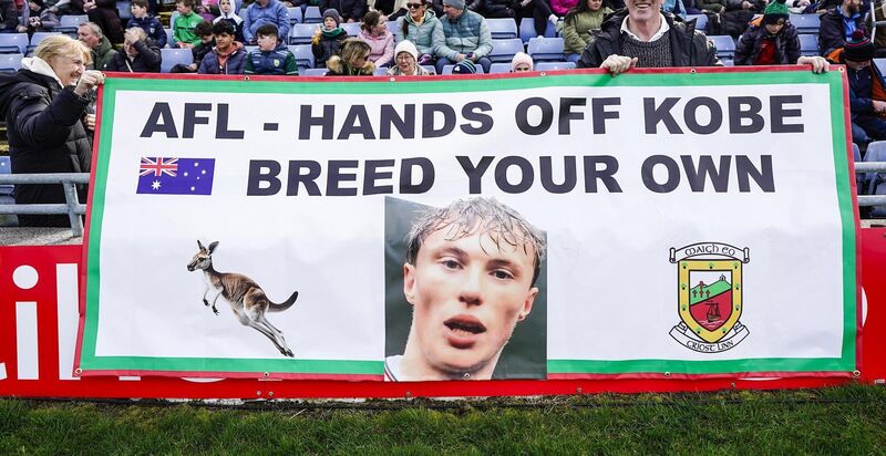 SIGN OF THE TIMES: Tom and Pauline McDonald with a banner ahead of the game. Pic: INPHO/James Lawlor SIGN OF THE TIMES: Tom and Pauline McDonald with a banner ahead of the game. Pic: INPHO/James Lawlor