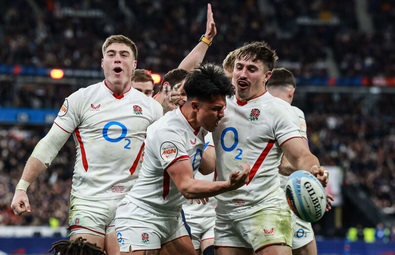WHAT COULD HAVE BEEN: England's Marcus Smith celebrates scoring a try with Tommy Freeman and Cadan Murley WHAT COULD HAVE BEEN: England's Marcus Smith celebrates scoring a try with Tommy Freeman and Cadan Murley