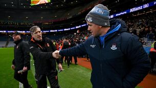 <p>FAIR PLAY: Armagh manager Kieran McGeeney, left, and Dublin manager Ger Brennan shake hands after the Allianz Football League Division 1 match between Dublin and Armagh at Croke Park in Dublin. Photo by Ben McShane/Sportsfile</p>