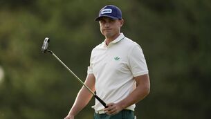 <p>STEADY AS HE GOES: Ludvig Aberg, of Sweden, waves after making a putt on the 17th hole during the first round at the Masters golf tournament, Thursday, April 10, 2025, in Augusta, Ga. (AP Photo/Ashley Landis)</p>