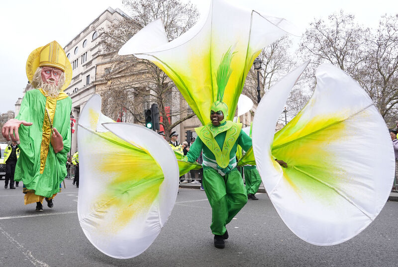 People take part in the St Patrick's Day parade in central London. Picture: Lucy North/PA Wire People take part in the St Patrick's Day parade in central London. Picture: Lucy North/PA Wire