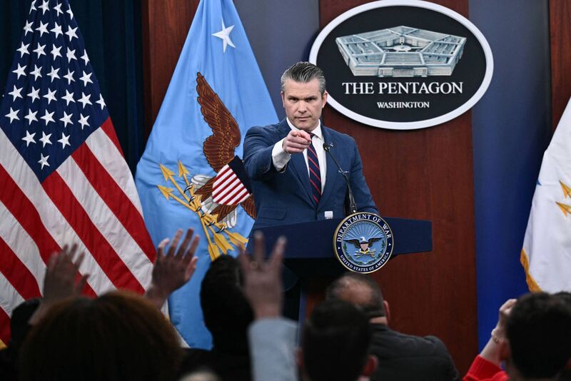 Pete Hegseth speaks during a press conference on US military action in Iran, at the Pentagon in Washington DC on March 2. Picture: AFP via Getty