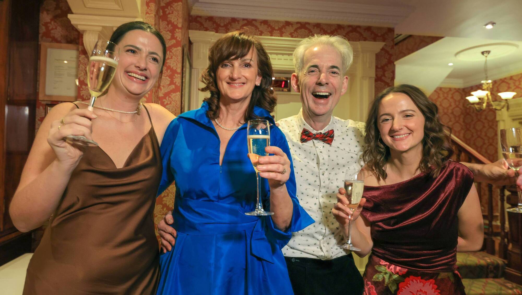 History made.. Killarney native Jessie Buckley become the first Irish woman to win Best Actress at the Academy Awards in Hollywood for her role in Hamnet on Monday morning. Celebrations took place in the Arbutus Hotel at a private gathering hosted by the Buckley family in Killarney. Jessie's Uncle and Godfather Sean Buckley, (3rd generation owner of the Arbutus Hotel & Buckley's Bar) his wife and Jessie's aunt, Carol Dempsey and first cousins Emer and Roisin Buckley. Picture: Valerie O'Sullivan.