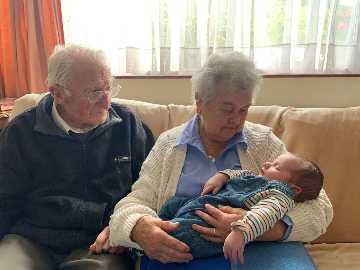 Dara Kiernan's parents with his son Ethan. Dara says: 'Becoming a father at 55 sharpened my focus on leadership, care and responsibility — not just at work, but in life.'