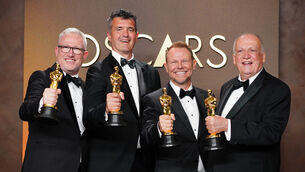 <p>Daniel Barrett, from left, Eric Saindon, Richard Baneham, and Joe Letteri, winners of the award for visual effects for Avatar: Fire and Ash. Picture: Jordan Strauss/Invision/AP.</p> <p>Daniel Barrett, from left, Eric Saindon, Richard Baneham, and Joe Letteri, winners of the award for visual effects for Avatar: Fire and Ash. Picture: Jordan Strauss/Invision/AP.</p>