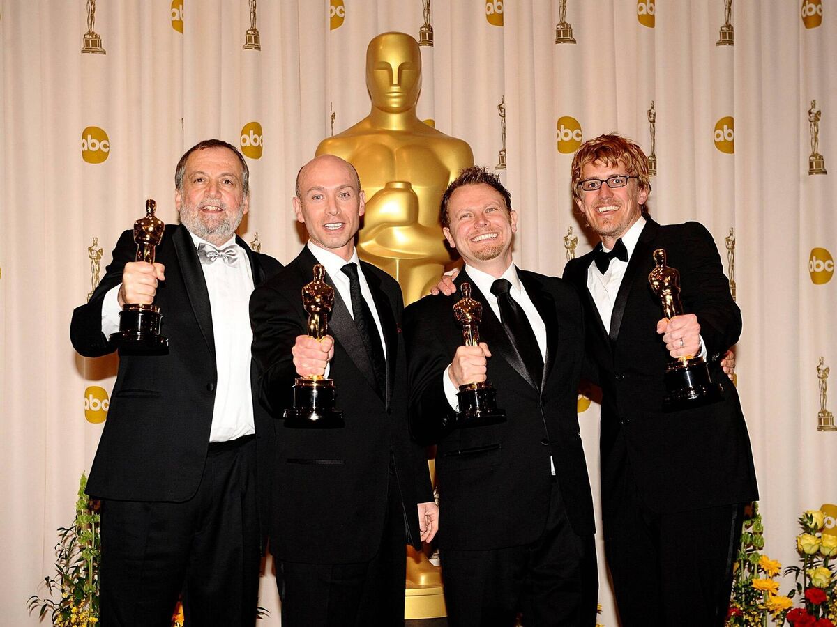 Joe Letteri, Stephen Rosenbaum, Andrew R. Jones and Richard Baneham, winners of the Visual Effects Award for Avatar at the 82nd Academy Awards at the Kodak Theatre in 2010. Picture: Ian West/PA Wire.