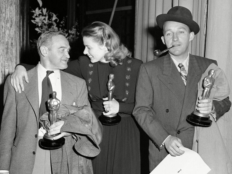 Barry Fitzgerald celebrates his Oscar win with Ingrid Bergman and Bing Crosby. Picture: Harold P Matosian/AP/Shutterstock  