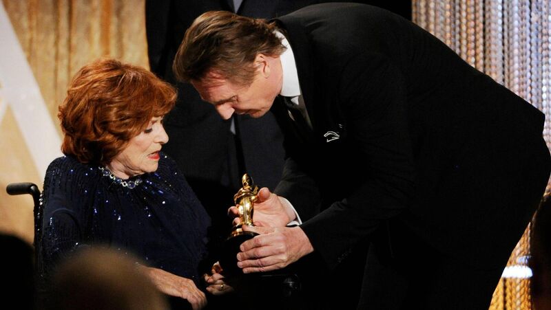  Liam Neeson presents actress Maureen O'Hara with her Honorary Oscar during the 2014 Governors Awards. Picture: Chris Pizzello/Invision/AP/Shutterstock