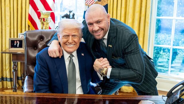 <p>US president Donald Trump with disgraced UFC fighter Conor McGregor in the Oval Office on St Patrick's Day 2025. Picture: X/@POTUS</p>