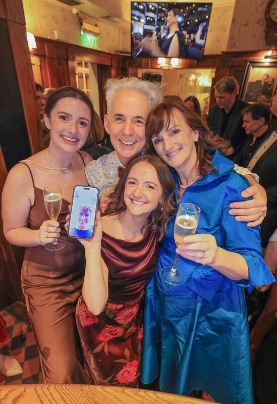 Jessie Buckley's uncle and godfather Sean Buckley, her aunt Carol Dempsey, and first cousins Emer and Roisín Buckley celebrating her Academy Awards win in the Arbutus Hotel, Killarney. Picture: Valerie O’Sullivan