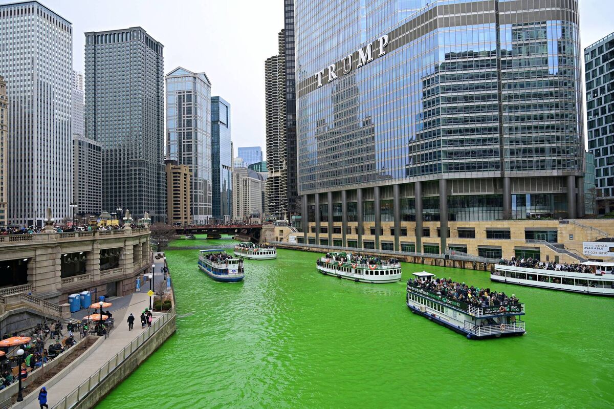 At the weekend, the Chicago River was turned emerald green once again in honour of St Patrick's Day. The annual tradition dates back to 1962. Picture: Jacek Boczarski/Anadolu/Getty At the weekend, the Chicago River was turned emerald green once again in honour of St Patrick's Day. The annual tradition dates back to 1962. Picture: Jacek Boczarski/Anadolu/Getty