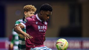 <p>Shamrock Rovers' Adam Brennan in action against Edwin Agbaje of Drogheda. Pic: ©INPHO/Dan Clohessy</p> <p>Shamrock Rovers' Adam Brennan in action against Edwin Agbaje of Drogheda. Pic: ©INPHO/Dan Clohessy</p>