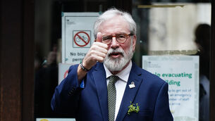 <p>Gerry Adams arriving at the Royal Courts of Justice in London on Friday (Aaron Chown/PA)</p>