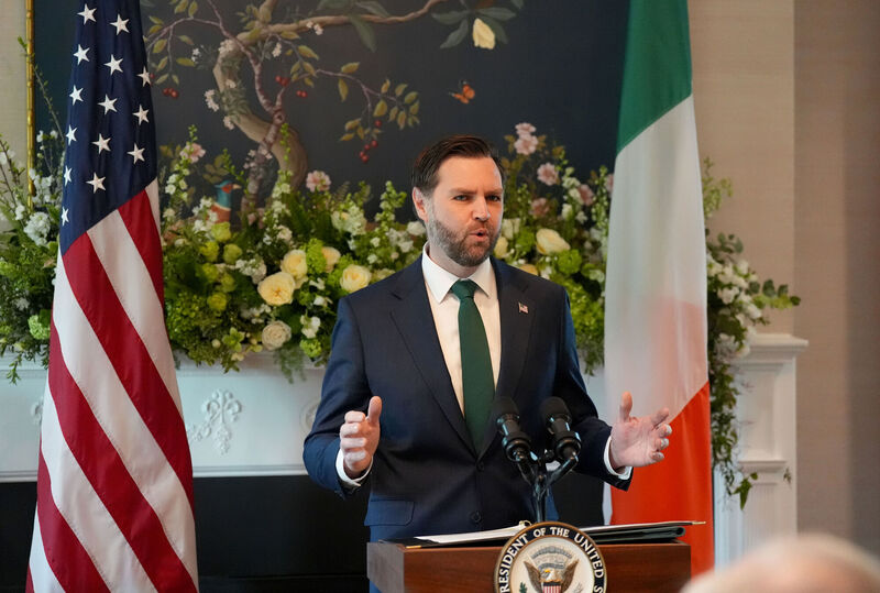 US vice president JD Vance speaks during a breakfast at the Naval Observatory for St Patrick's Day. Picture: Niall Carson/PA Wire