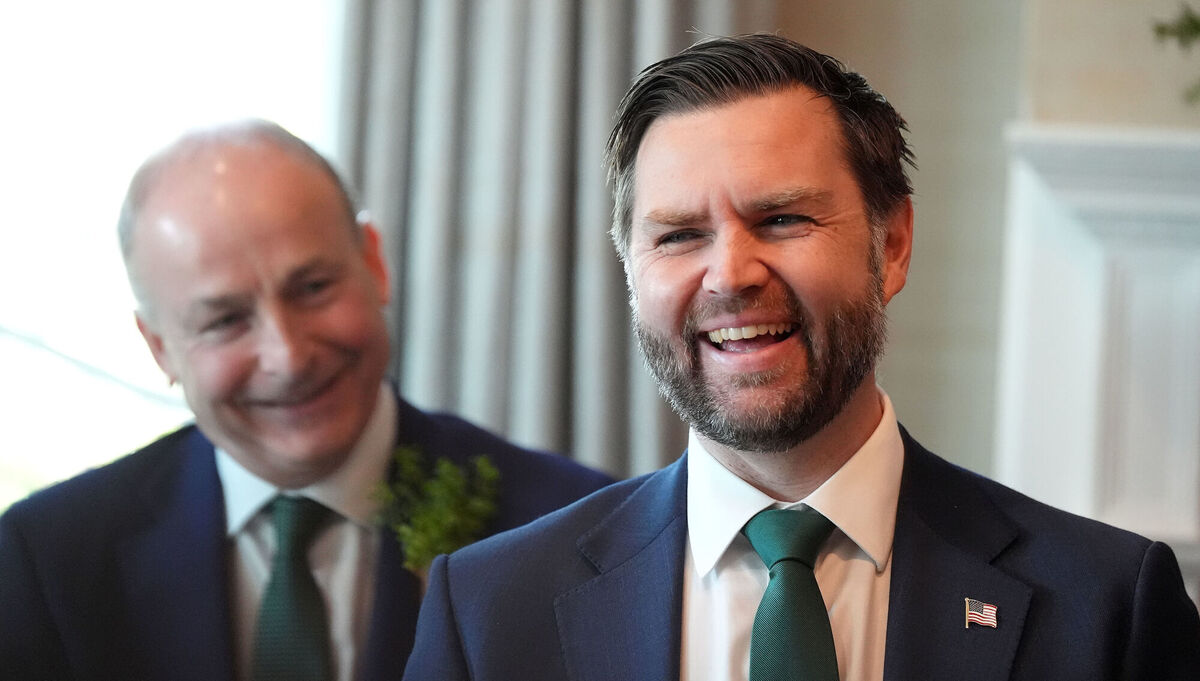US vice president JD Vance and Taoiseach Micheál Martin during a breakfast at the Naval Observatory in Washington DC for St Patrick's Day. Picture: Niall Carson/PA