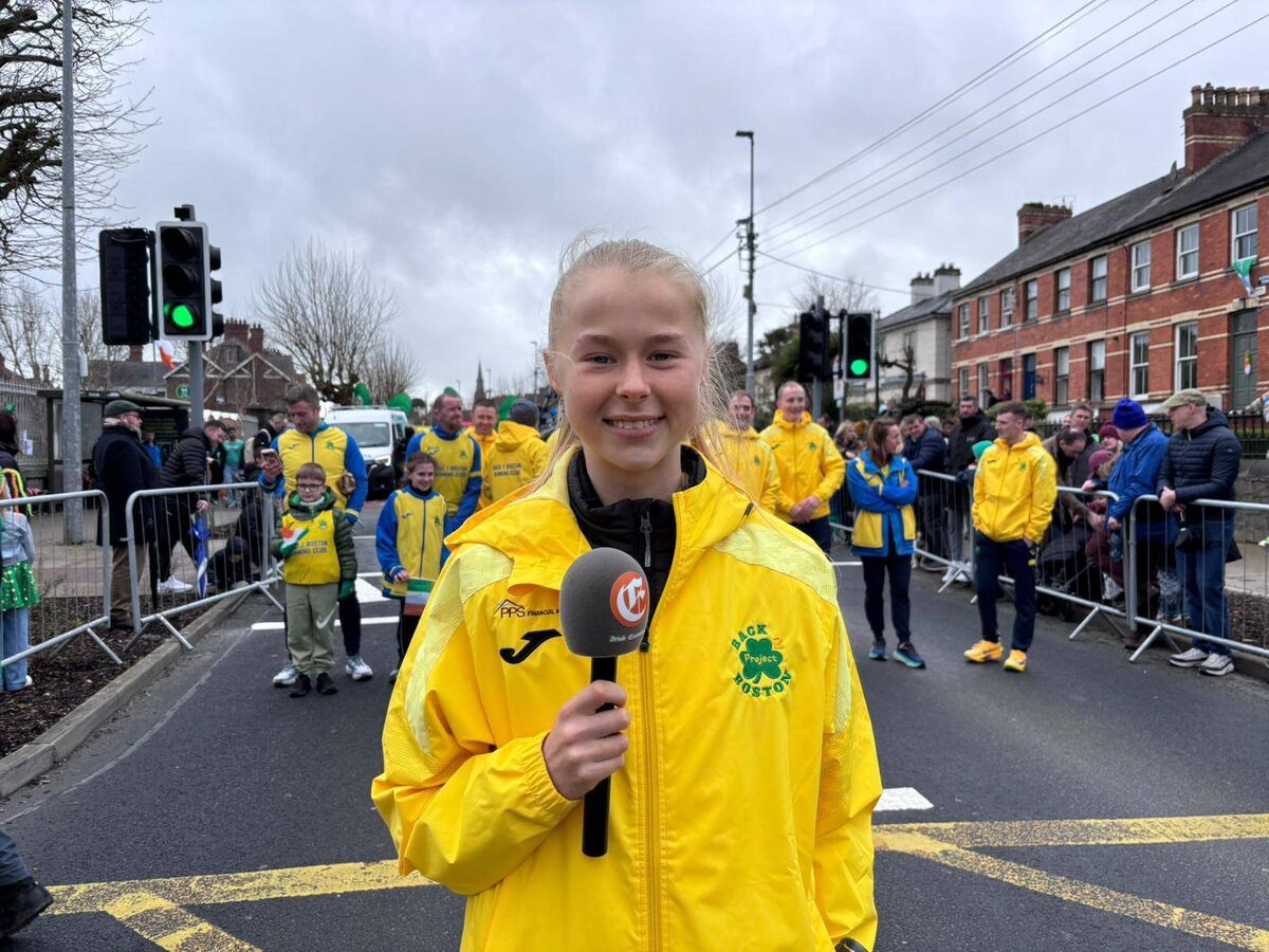 Grand Marshal Ava Crean at the St Patrick's Day Parade in Limerick City. Picture: Manon Gilbart