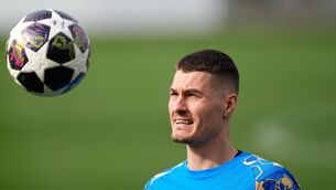 <p>PAT-SCHICK'S DAY: Patrik Schick exercises during a training session ahead of the Champions League match between Bayer Leverkusen and Arsenal. Pic: AP Photo/Martin Meissner.</p>